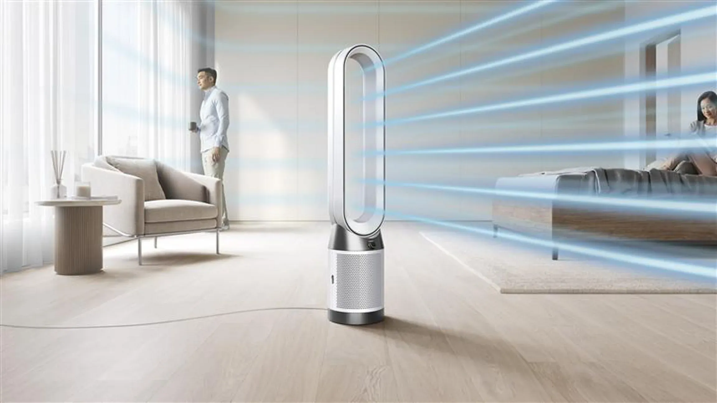 Der Dyson Purifier Cool PC1 als Standgerät im Wohnraum