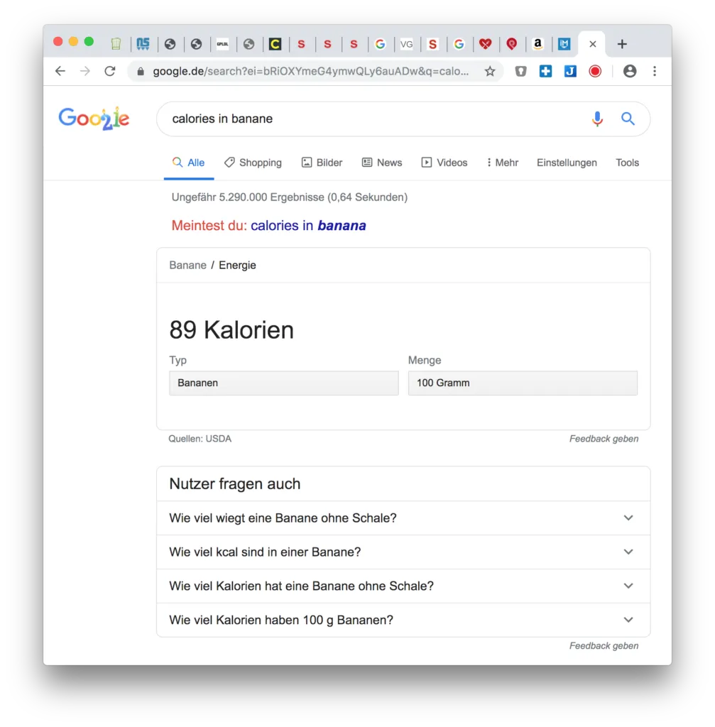 Google Hacks: Kalorienzahl von Lebensmitteln anzeigen