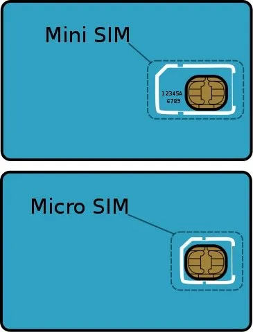 Größenvergleich Mini SIM und Micro SIM